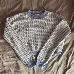 Pink Rose Blue and White Sweater Size S